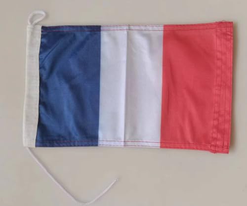 Drapeau de Bateau Premium 20x30 cm Poids du Tissu - Imprimé Résistant avec Tricot et Boucle Drapeau nautique de, 20x30cm (France)