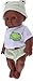 Rrunzfon 30cm Realista Huggable Vinilo Modelo De La Muñeca De La Muñeca Recién Nacido Africano Negro En La Ropa De Dormir De Los Niños Juguete Verde