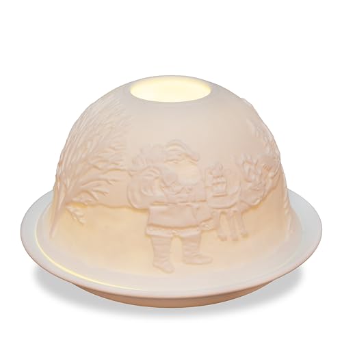 Windlicht Porzellan Teelichthalter Verschiedene Motive (Santa)