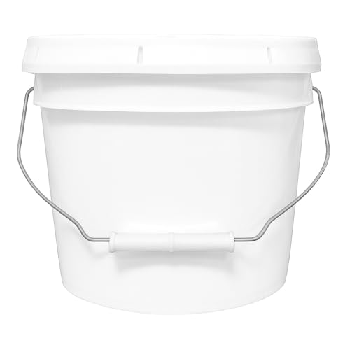 2 Gallon Bucket & Lid -70 Mil -All Purpose Pail - Made in The USA - Muli-Purpose - Food Grade - Contains No BPA Plastic - Recyclable (White, 1)