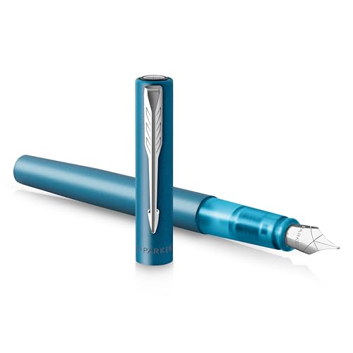 Parker Vector XL Fountain Pen  Metallic Teal Lacquer on Brass  Medium Nib with Blue Ink Refill  Gift Box