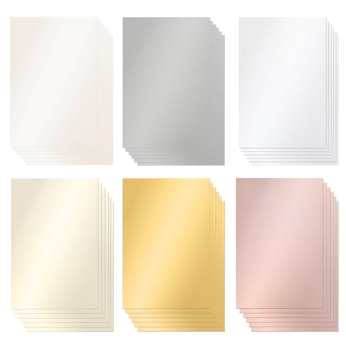 36 Sheets Shimmer Pearlescent Cardstock 8.5" x 11" Thick Glitter Metallic Printer Paper, 230gsm/85lb Double-Sided for Invitations, Card Making, DIY Craft, Certificates, Weddings, 6 Assorted Colors