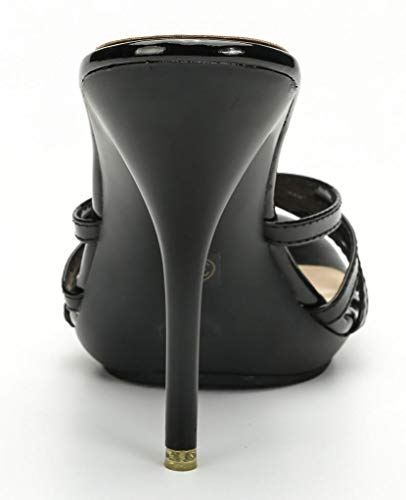 CAMSSOO Women's Strappy Heeled Sandals Stiletto Mules Open Toe Platform High Heels Slip on Sandals4