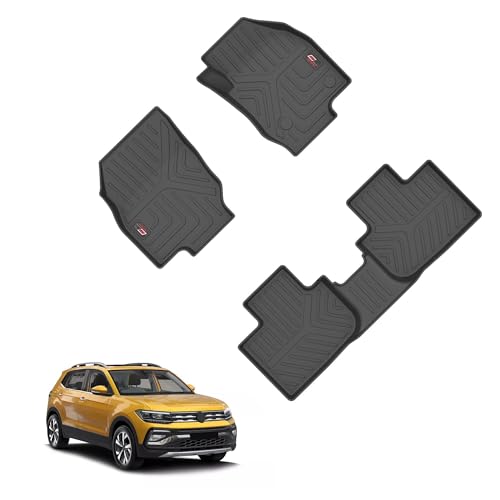 Image of GFX TPV Premium 3D Life Long Car Floor Mats Compatible With Taigun /Kushaq (2021) Onwards And Slavia /Virtus (2022) Onwards Automatic & Manual,Black