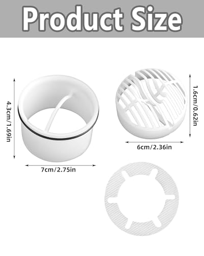 2 Set Haarsieb & Tauchrohr für Dusche, Kompatibel mit Viega Tempoplex Ablaufgarnitur 6960, 6961, 6962, 6963, Ersatz Haarfänger, Haarfilter und Siebeinsatz für Duschablauf Siphon