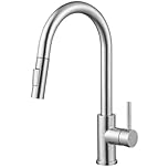 DERW Kitchen Tap, Kitchen Mixer Tap with 360° Swivel Spout, 2 in 1 Pull Out Sprayer, 304 Stainless Steel & Ceramic Cartridge, Water Saving Aerator and Anti-Burst Hose, Flexible Installation for Sink