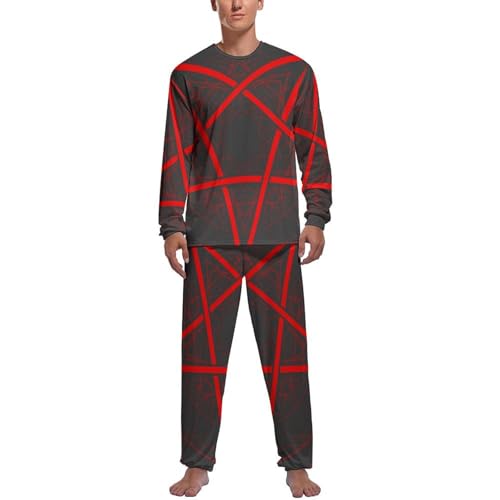Ensemble de pyjama homme haut et bas rouge au design géométrique soigné