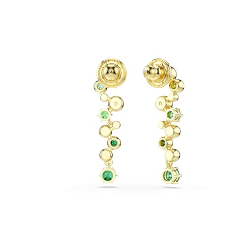 Swarovski Constella drop earrings, Mixed cuts, Green, Gold-tone Finish4