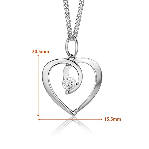 Colgante Corazón Oro Blanco con Circonita y Cadena Plata 925