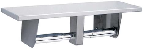 2840 304 Stainless Steel Toilet Tissue Dispenser with Utility Shelf, Satin Finish, 16 Width x 4 Height x 5 Depth