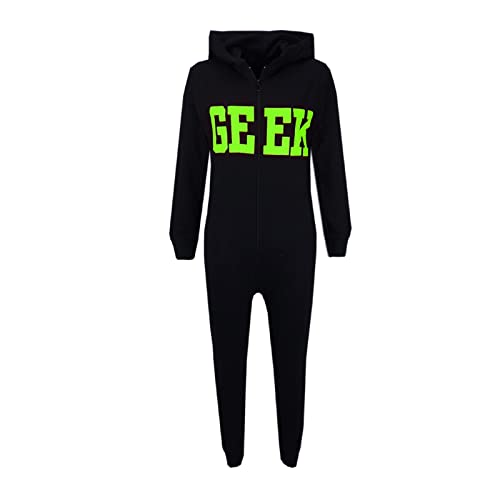 Mono todo en uno infantil con capucha loungewear de verano con estampado geek