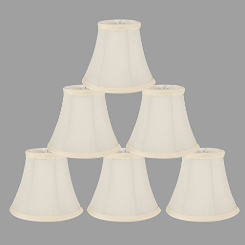 (Cream Color) - ONEPRE Cream Linen Clip On Lamp Shades Small Candle Chandelier lampshade Bell 15cm , set of 6