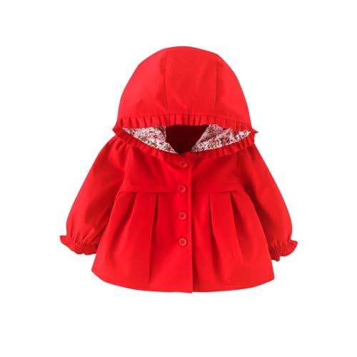 Generisch 2025 Primavera Chaquetas con Capucha Chaqueta Cortavientos Abrigo Ropa Exterior Abrigo Bebé Niña Niños Abrigo, rojo, 3-6 meses