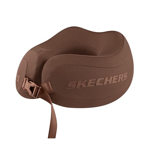 Image of Skechers Neck Pillow for Traveling,Memory Foam Travel Neck Pillow for Airplane Travel Pillow for Flight Headrest Sleep, Portable Plane Accessories,Brown