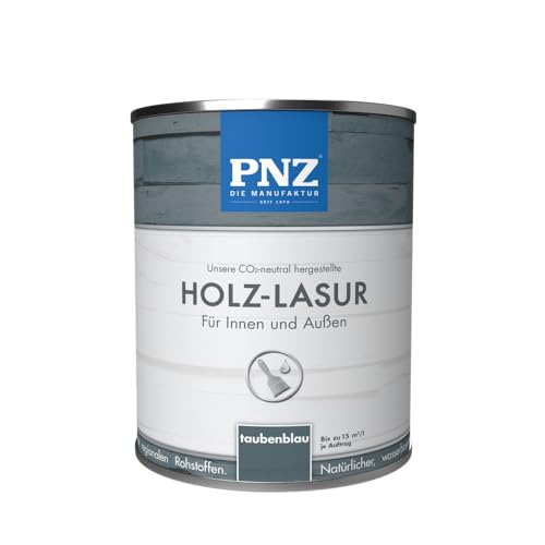 PNZ Holzlasur für Innen und Außen | lösemitttelfreie Farblasur | Nachhaltig hergestellt mit regionalen Rohstoffen | für alle Hölzer, auch Bienenhäuser, Gebinde:2.5L, Farbe:taubenblau