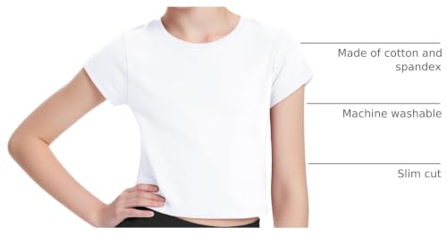 Image of Auranso Girls Crop Tops Kids Short Sleeve T-Shirts Basic Summer Tee Top