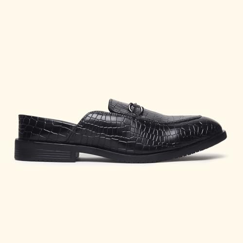 Image of YOHO Lofos Mules for Men | Open Back Cut Comfortable Loafers | Stylish, Flexible Slip-On Formal Shoes with Footpharma Footbed