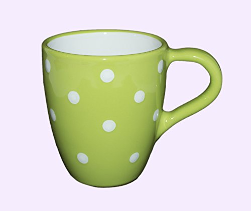 UNGARNIKAT Tasse à café en céramique vert clair à pois blancs peints à la main Cover