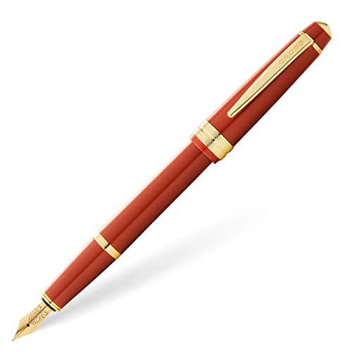 Image of Cross Bailey Light Polished Amber Fountain Pen - Refillable, Medium Nib, Black Ink, Presented in Everyday Gift Box