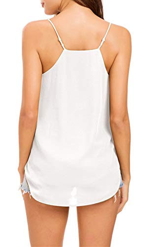 Womens V Neck Spaghetti Strap Tank Tops Dressy Casual Camisole Blouses Sleeveless Loose Cami Basic Tank Shirt3