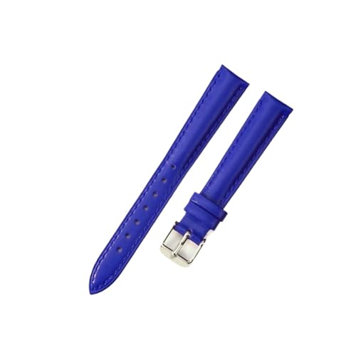 [KKTHRFFKK] Soft Watch Leather Strap Accessories Green Purple Durable Genuine Band 10mm 12mm 14mm 16mm 18mm-24mm(Blue-silver,22m