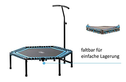 BODYCOACH Fitness-Trampolin 124cm groß klappbar höhenverstellbarer Haltegriff Gummiseil-Federung 6-eckig – Bild 3