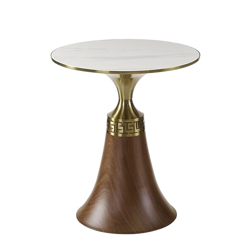 Image of The Attic Verona Marble Top End Table, Honey & Gold