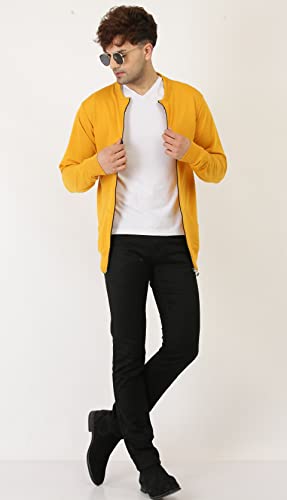 Image of LEOTUDE CASUAL JACKET For Men's Loopknit Regular Fit Full Sleeve Zipper Bomber Jacket for men (Color: Black)