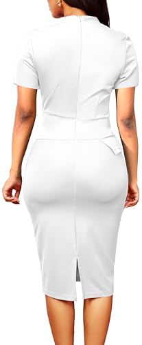 Image of SxClub Business Dresses for Women Elegant Long Sleeve Bodycon Pencil Knee Length Formal Dress for Evening Cocktail