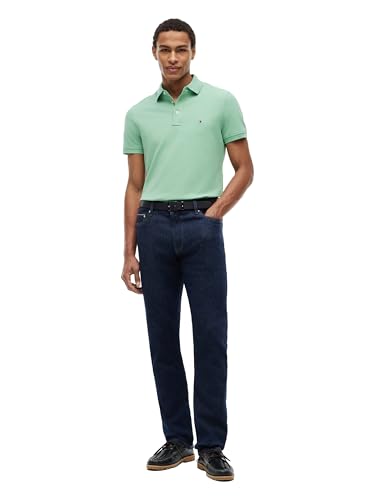Image of Tommy Hilfiger Men's Short Sleeve Polo Shirts in Slim Fit with Stretch and Organic Pique Cotton