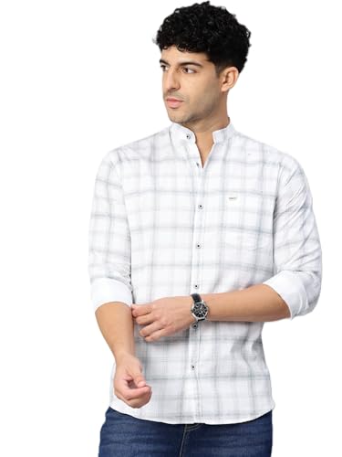Image of Majestic Man Men's Pure Cotton Mandarin Collar Slim Fit Casual Shirt