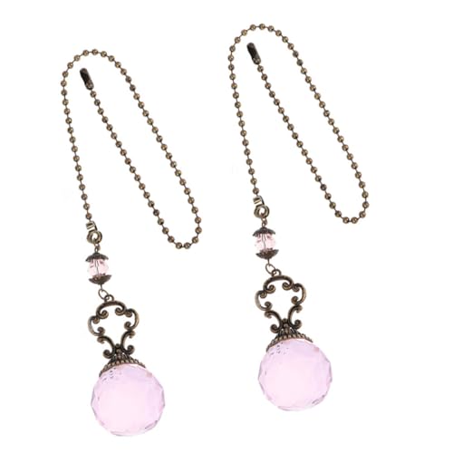 Adorainbow 2 Pièces Chaînette de Ventilateur de Plafond en Cristal et Fer Rose, Décoration...