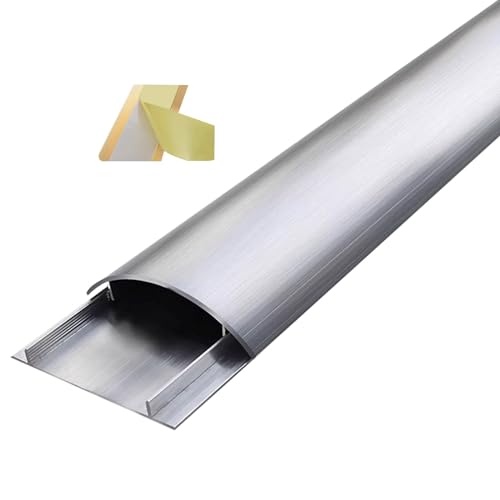 Canaleta para cables de aleación de aluminio, cubierta autoadhesiva semicircular para cables, para proteger cables y evitar tropiezos, longitud 1 m (color plateado, modelo NO.3, ancho 29 mm) miniatura 1