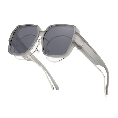 YAMEIZE Polarized Rectangle Wear Over Sunglasses - Classic Square UV400 Protection Over Glasses Sunglasses for Men Women