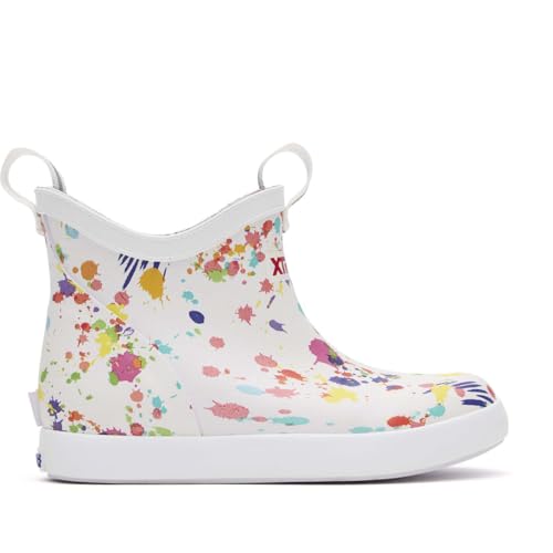 Xtratuf Big Kids Ankle Deck Boot, Paint Splatter, Size 4(m)