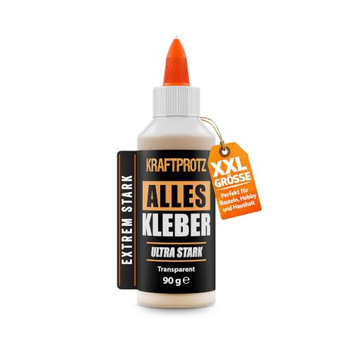 Alleskleber 100ml extra starker & schnell trocknender Superkleber transparent & flexibel für Holz Metall Kunststoff Textil & Papier KRAFTPROTZ Universalkleber für Haushalt & DIY