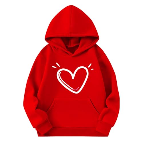 DDAPJ pyju Unisex Kids Love Hoodies Heart Print Long Sleeve Hooded Pullover Fleece Sweatshirts for Boys Girls 4-14Years4