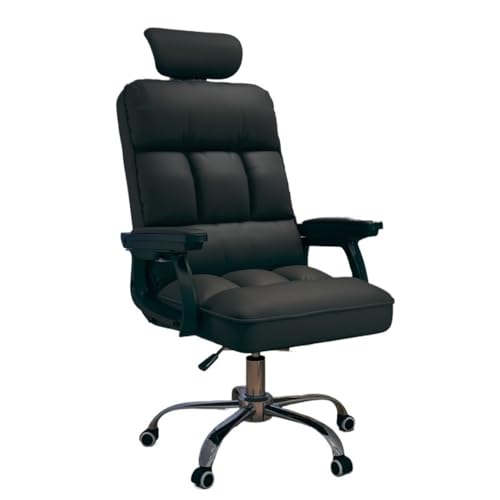 Adjustable Height, Executive Office Chair PU Leather Desk Chair, Swivel Wheels(Black)