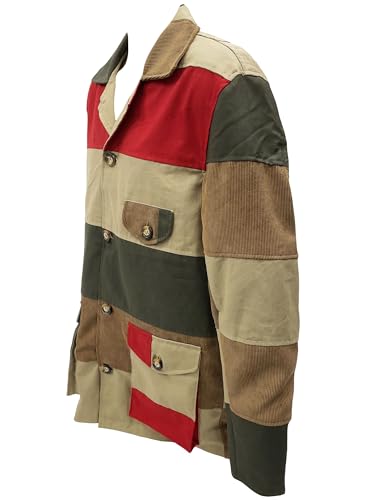 My Party Shirt Raoul Duke Patchwork Style Field Jacket - Canvas Multicolor 60s Safari Coat - Las Vegas Movie Costume Hunter3