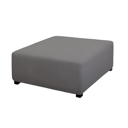 Image of PureFit Stretch Square Ottoman Cover 40x40x15 Footstool Cover, Gray