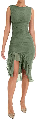 Aunaeyw 3D-Blumen-Neckholder-Kleid für Damen, Y2K, Blumenmuster, Fransen, langes Kleid, ärmellos, offener Rücken, Quastenkleid, durchscheinendes...