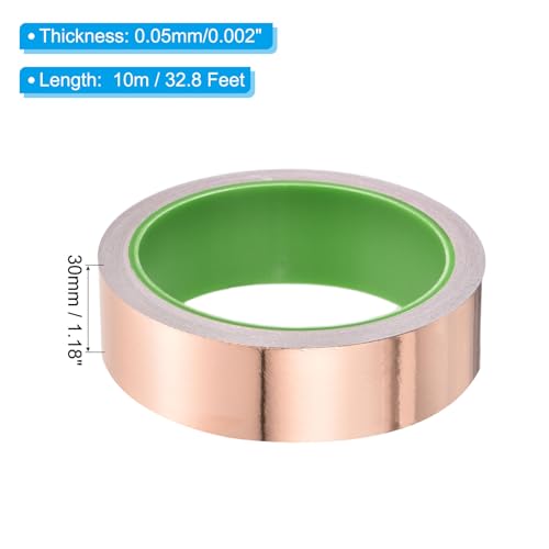 Image of PATIKIL Copper Foil Tape 1.18 Inch x 33 Feet 0.05mm Thick Double Sided Conductive Adhesive EMI Shielding for Electronics, Circuits, Grounding