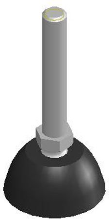 4.00 dia., 1-8 thds., 6.25 Lg., 16400 Lbs max load, Select Inch 15o Swivel Stud Style Leveling Pads w/Elastomer Pad w/ Gold Chromate (1 Each)