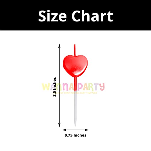 Image of Wanna Party Red Heart Pick Candles, Candles for Birthday Decoration, Cake Decoration Supplies for Wedding Birthday Events (Pack of 5)