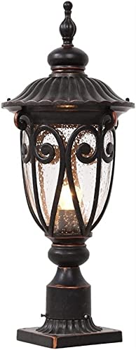 Lanterne extérieure antirouille pour poteau luminaire de jardin noir rétro étanche WQHPLMD