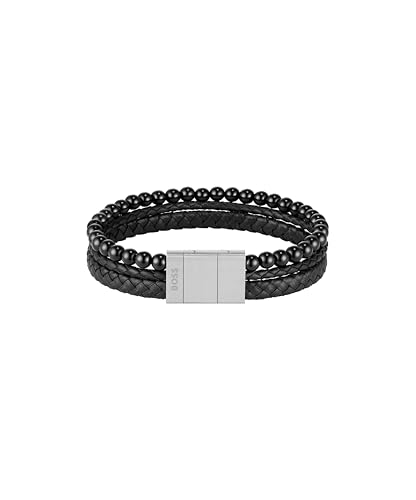 BOSS Jewelry Men's SPHERE MIXED Collection Beaded Bracelet Black - 1580786