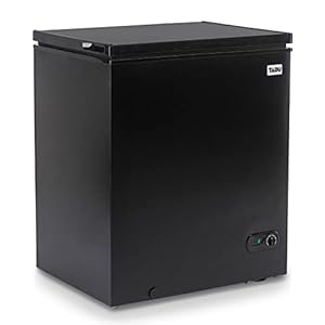 TABU 5.0 Chest Freezer, 5.0 Cu Ft Deep Freezer with Removable Storage Basket, Chest Freezer with 7 Level Adjustable Temperature, Compact Freezer with Top Open Door (Black)