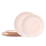Picture of TP Reusable Melamine Paper Plates, 8" and 10.5" Round Plates for Party Picnic Outdoors, Set of 4, Light Pink