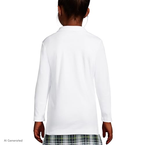 Image of Lands' End School Uniform Girls Long Sleeve Feminine Fit Interlock Polo Shirt