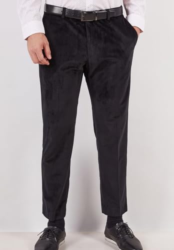 Men's Velvet Pants Casual Flat Front Wrinkle-Resistant Hidden Expandable Waist Suit Trousers for Men2